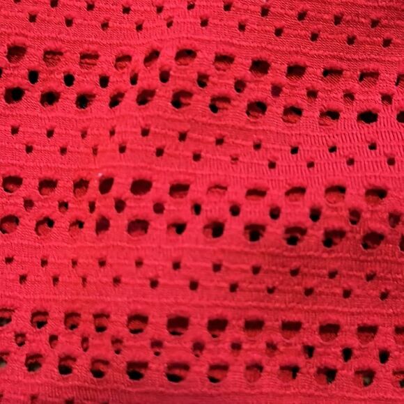 Bright Pink Open knit partial button down blouse Ann Taylor shirt - Picture 4 of 4